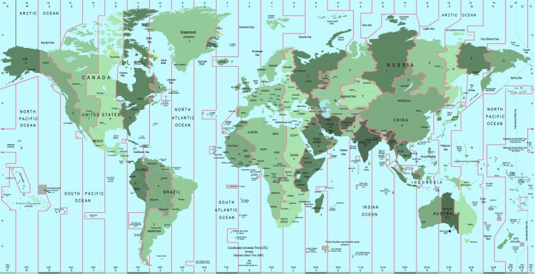מפת אזורי הזמן העולמית